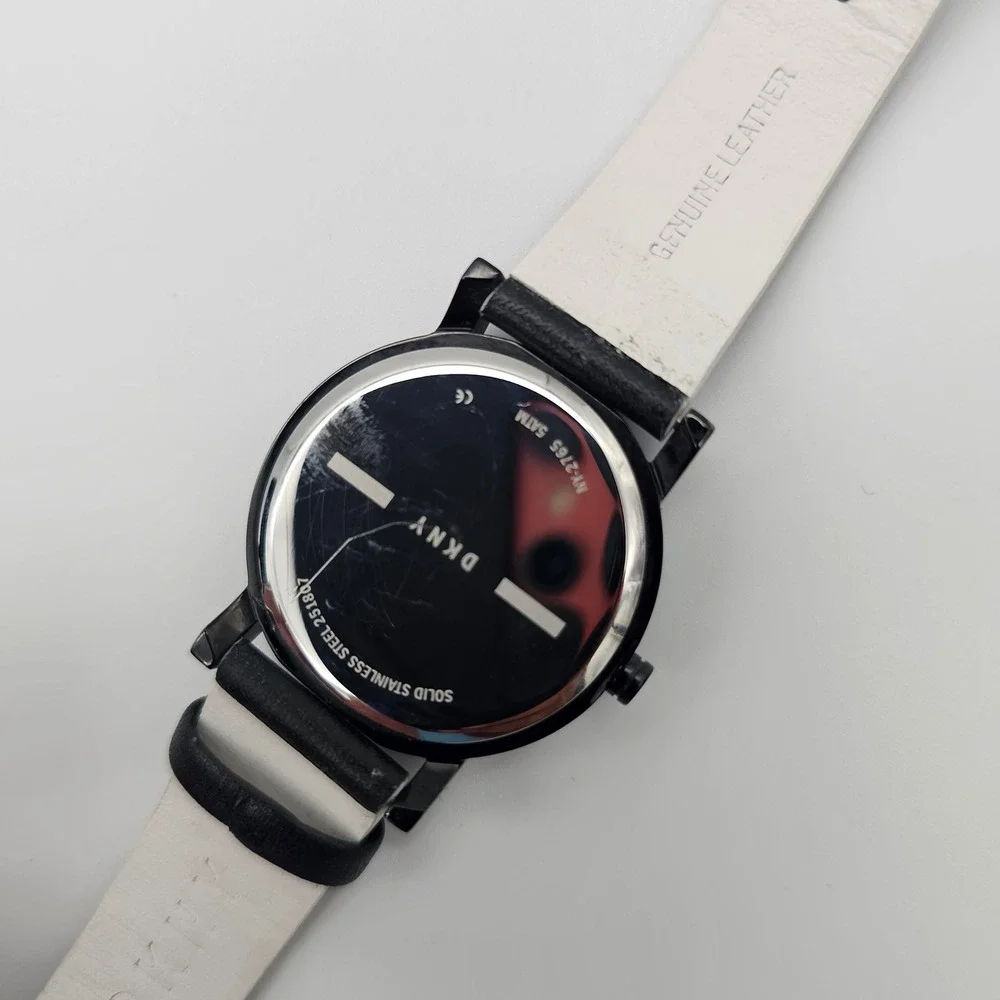 DKNY Women Watch Circa 1989 Donna Karan New York Black Leather Strap NY-2765 OS